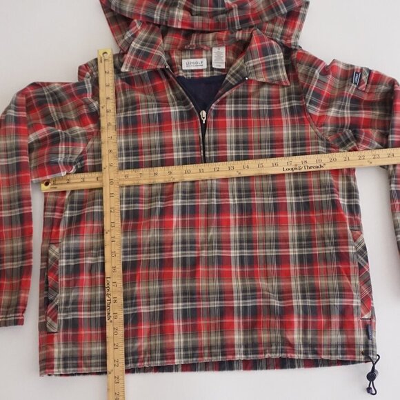 Liz Golf By Liz Claiborne Blue Red Plaid Tartan Quarter Zip Windbreaker Jacket M - Picture 4 of 10